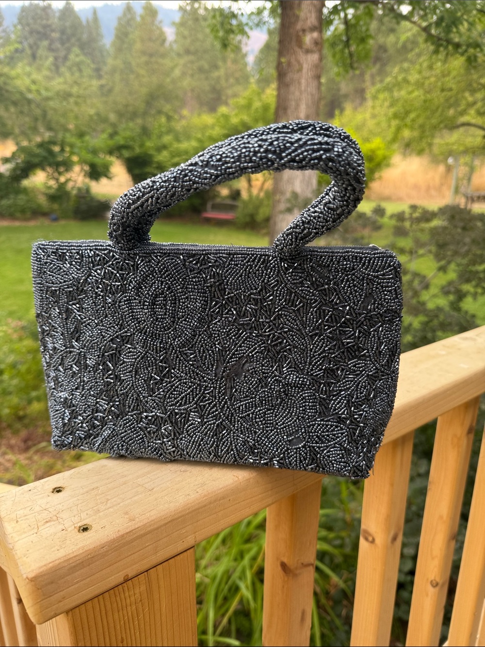 Vintage Blue Beaded Evening Bag